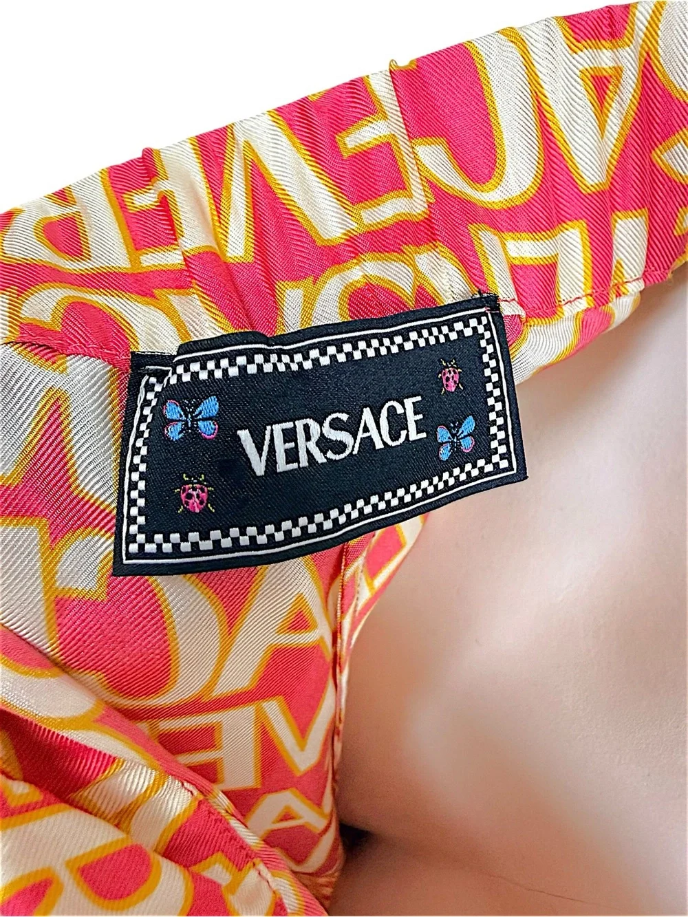 Versace x Dua Lipa 2023 Silk Logo Print Shirt & Wide Leg Pants Set